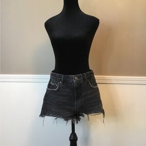 Zara Black Distressed Denim Shorts